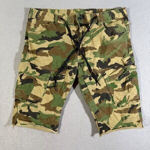 Smoke Rise Men's Camo Cargo Shorts‎ Casual Drawstring Raw Hem Size 40